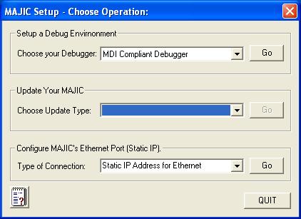 Task 2: Setting up the MAJIC debugger Task 2: Setting up the MAJIC debugger To set up the debugger: 1 Set up a MDI server icon the interface between the gdb and the MAJIC by selecting Start All