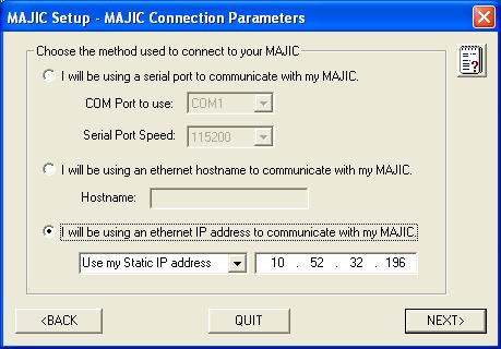 Task 2: Setting up the MAJIC debugger The MAJIC Connection Parameters window opens: 6 Do