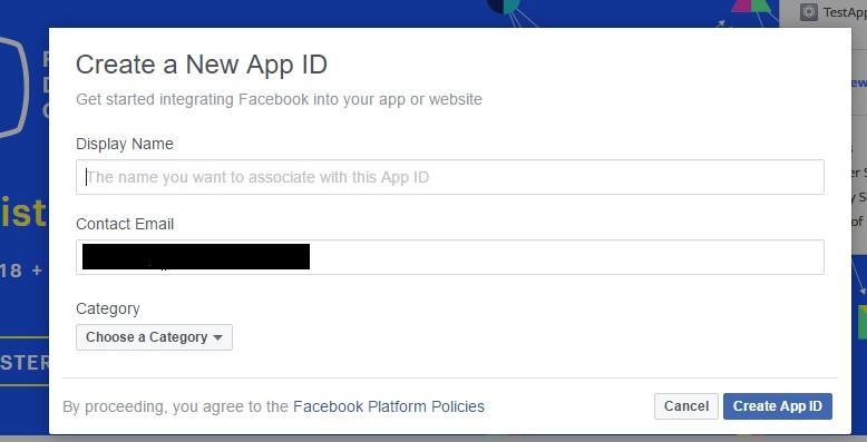 Now we can create a new application by adding few inputs. Applications are already built internally by Facebook.