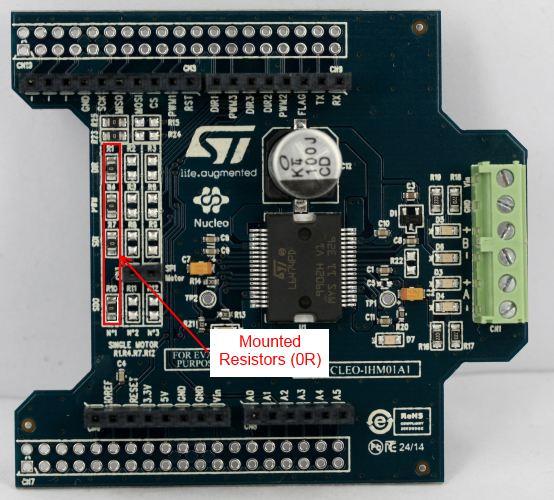 System requirements to drive up to 3 motors (2/3) 17 The STM32 Nucleo has to be configured with the following jumper positions: JP1 off JP5 (PWR) on UV5 side JP6 (IDD) on Resistor setup for first