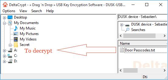 To the PC View To decrypt: Select files and folders from the USB