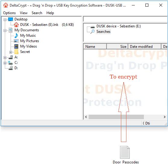 From Windows Explorer or the Desktop To encrypt your files: Select a single file or folder or many of them Drag your selection to the PC View (Located at the bottom right of the window) To Decrypt To