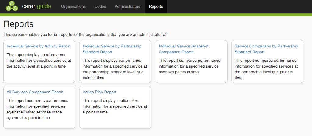 5. Reporting Functions To generate reports, go to the Reports tab Individual Service by Activity Report