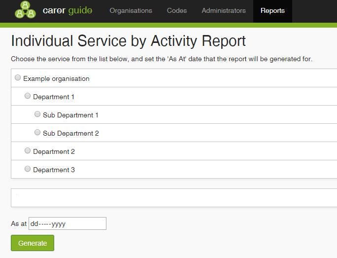 Simply select at which level you want to view the report and enter the date you want