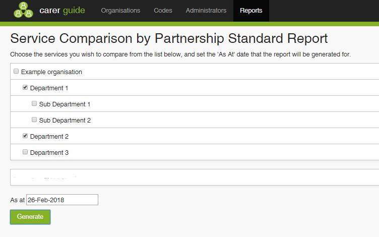 You will need more than one service, or department or sub-department to be able to generate a comparison report.