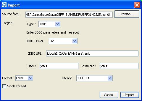 Figure 68: Import dialog JANIS can import one or several nuclear data files at once. The Browse button displays a file open dialog that accepts multiple file selection.