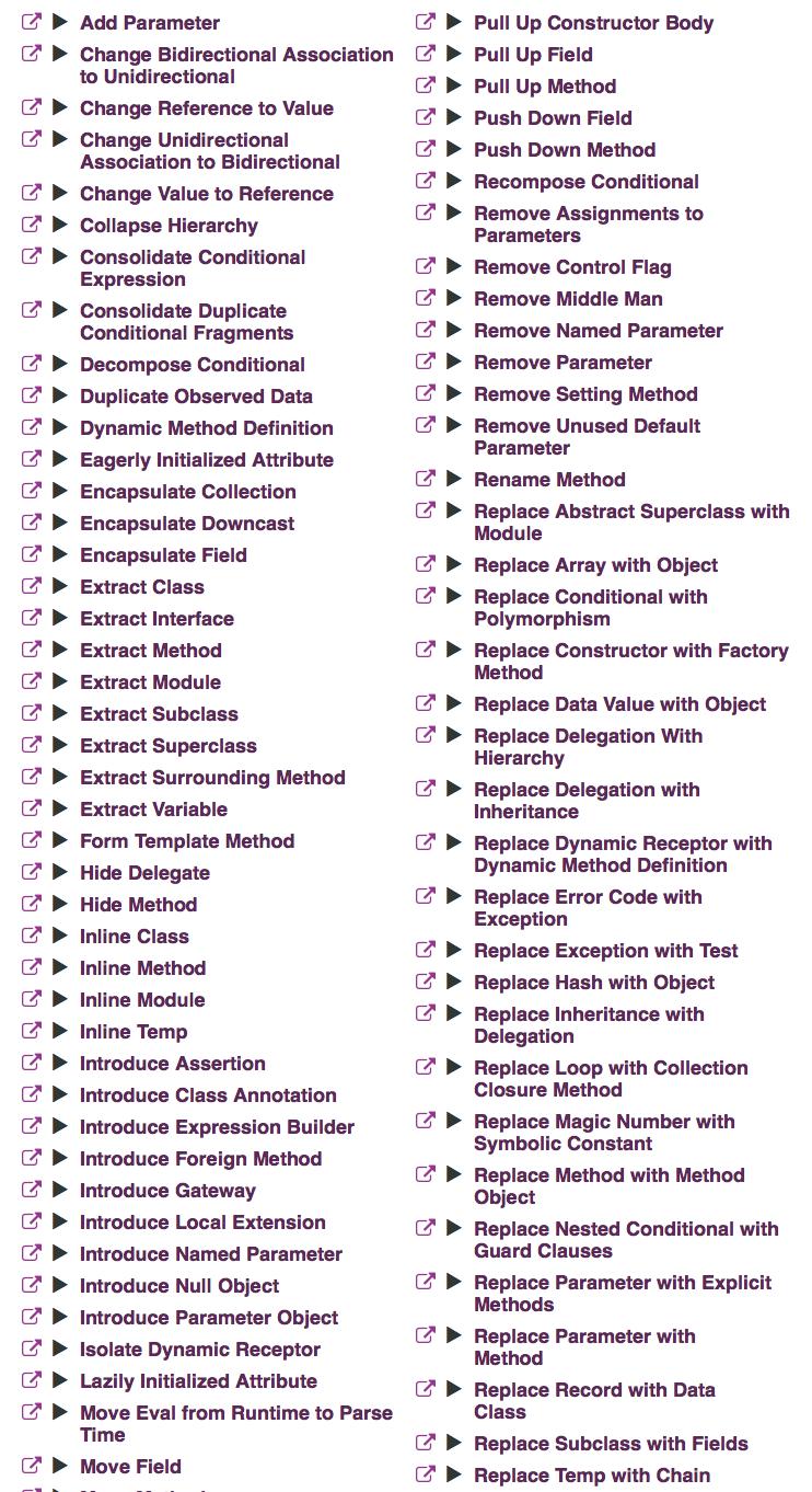 Other OO Refactorings Fowler has a pretty loooong list of