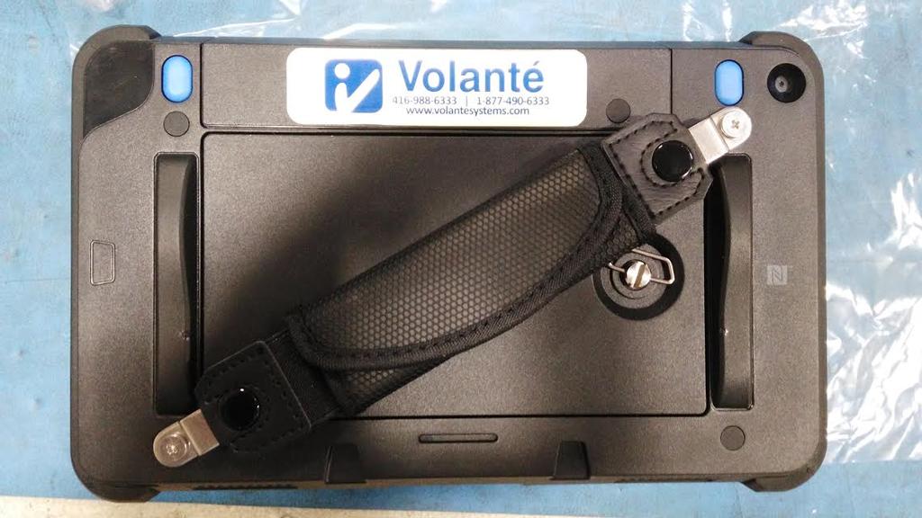 Packaging and Labels Volante Stickers Place Volante stickers on the back of the Touch Dynamic tablet; place it at the top rectangular area, above the carrying handle.