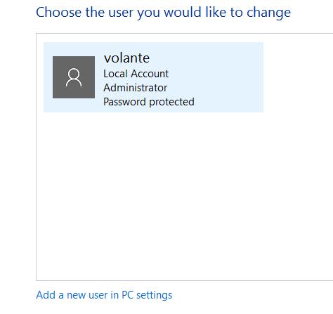 2. Next, select Change account type. In the Manage Accounts screen, select "Add a new user in PC settings". 3. Select "Add someone else to this PC". 4. 5. 6. 7. 8.