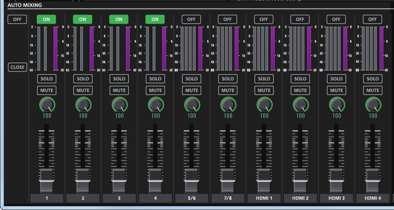 These are the levels of the internal Auto Mixing faders operated by the mixer itself.