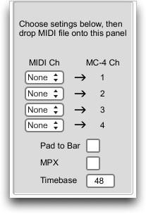 MIDI file import To import a MIDI file, use the MIDI file import panel in the upper left of the application window: MIDI file import works with either type 0 or type 1 MIDI files.