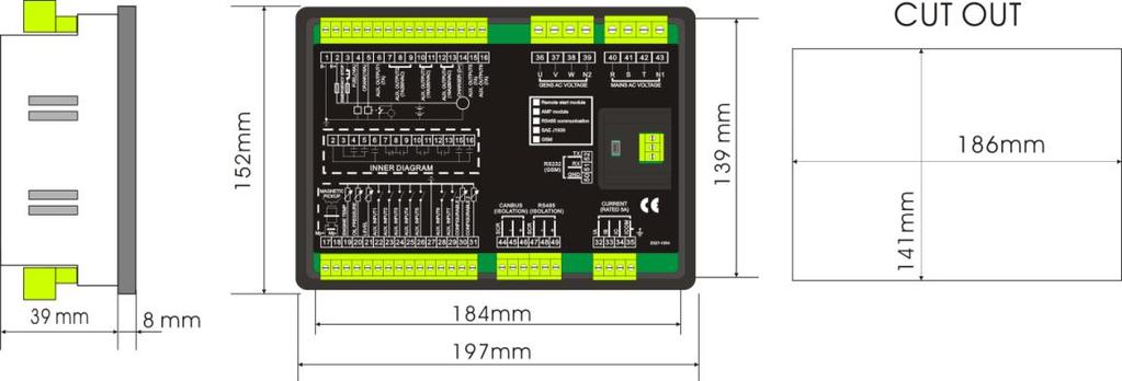 13 INSTALLATION Controller is panel built-in design; it is fixed by clips when installed.