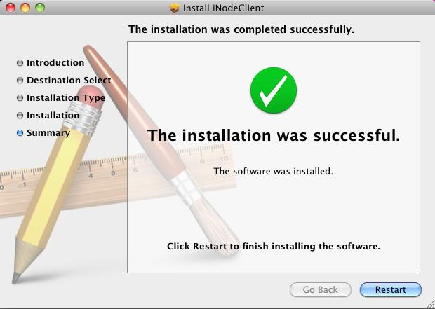 Figure 9 Completing the installation Verifying the installation After installing the Mac OS inode, you can check the status of AuthenMngService.