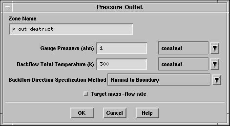 .. ii. Set Gauge Pressure to 1 atm and retain Backflow Total Temperature at 300 K. (c) Similarly, for p-out-outer, set Gauge Pressure to 1 atm and retain Backflow Total Temperature at 300 K.