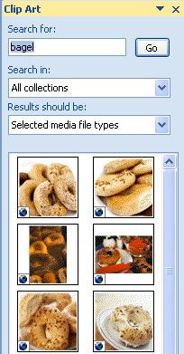 ) Group groups selected objects together, or ungroups a group Clip art and Images Select Clip Art On the Clip Art task pane: Type a
