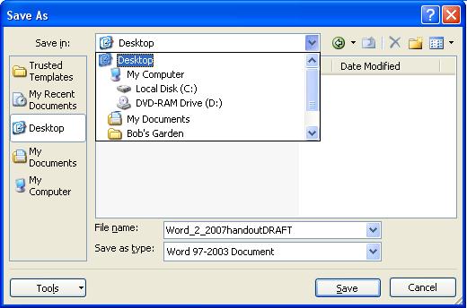 Desktop Name the file Select the file type (optional) Click on