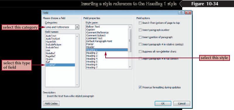 Inserting a Style Reference into a Footer A style reference is a field code that inserts