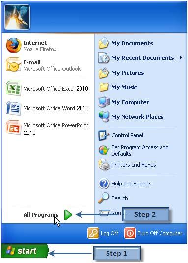 Opening Word Select Start (or press the Windows key on the keyboard) to open the Start menu. Select All Programs.