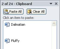 Using the Office Clipboard The Office Clipboard stores items you have cut or copied to be pasted in other areas of your document, in other documents, or even in other Office applications.