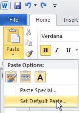 Setting Paste Options There are several paste options to help control the formatting of pasted text: Keep Source Formatting Retains the formatting of the location where the item was cut or copied.