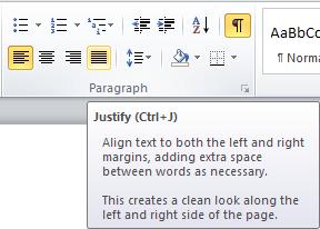 Setting the Alignment You can align your text to the left, to the right, or in the center. You can also justify the text. Use the following procedure to adjust the alignment for the paragraph. 1.