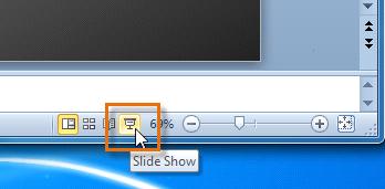 Another option for starting the slide show is to select Slide Show view at the bottom of the window.