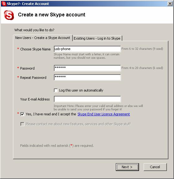 2.2 Run Skype Download Skype software and install it (www.skype.com). The version must be 1.0.0.106 or higher. Run Skype and log in with skype account.