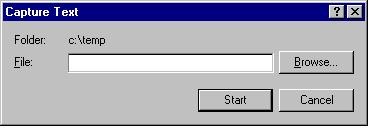 1. In Hyperterminal, click on Transfer Capture Text... Figure 11. The Capture Text window of the Hypertext Application Used with Microsoft Windows Software 2.