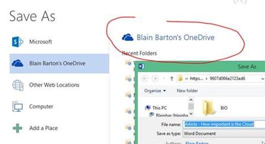 A Word about the Office 2013 Suite and Onedrive The Cloud 6 A new and important addition to Office 2013 and Windows 8 is the Onedrive.
