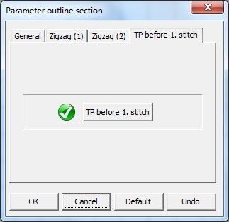 Input windows 7-11 Tab 4: Action point before first stitch It is possible to execute an action point before sewing begins on the seam section These actions points can be defined here Click on the "TP