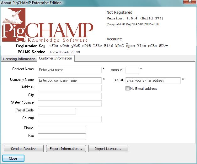 Obtain a License: In order to register the software you will need to get a license from PigCHAMP.