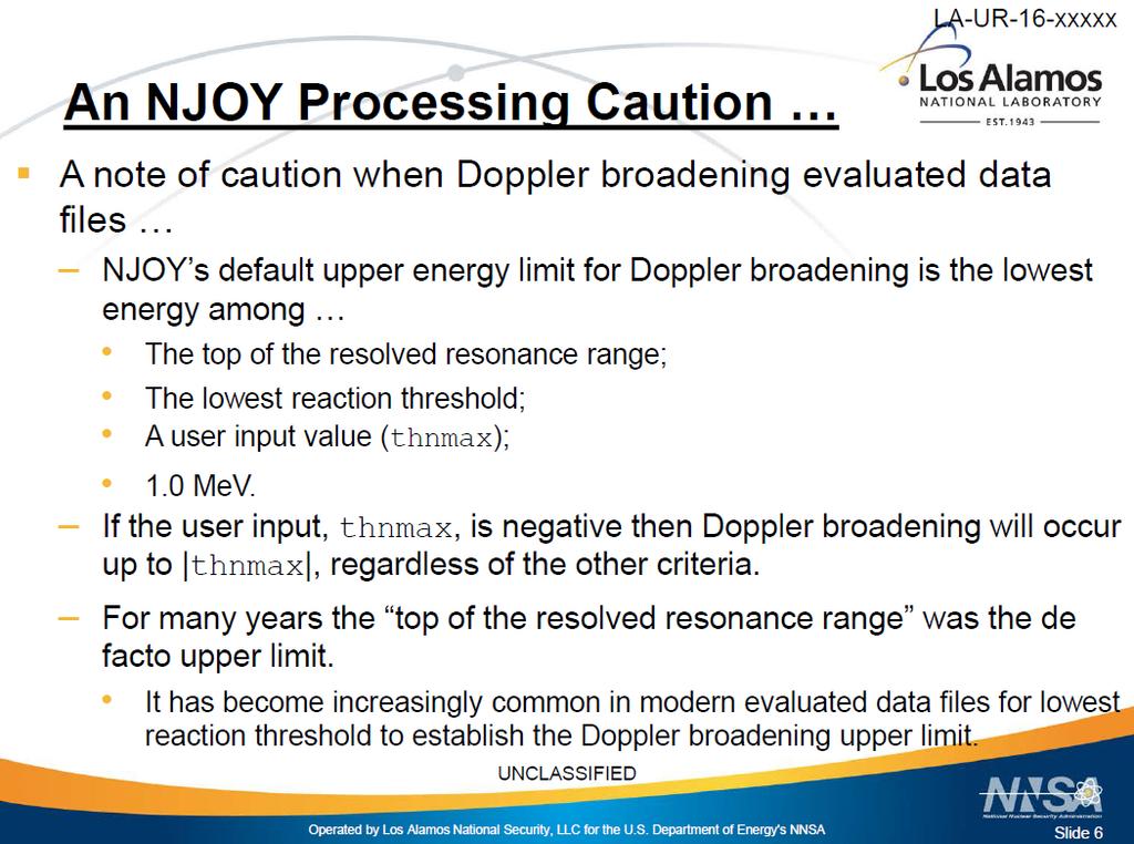 1. Some references about Doppler Broadening CIELO processing Testing