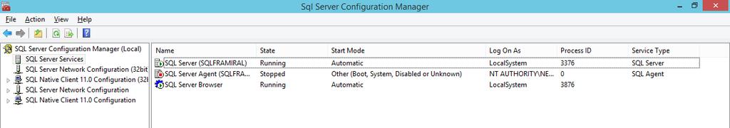 Tile «SQL Server Configuration Manager» 2) Click on «SQL Server Services» on the left 3)