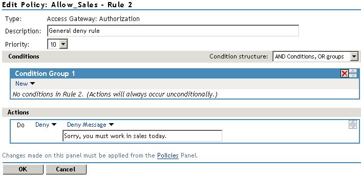 12 Make sure the Priority field is set to 10 and that the Condition Group 1 has no conditions.