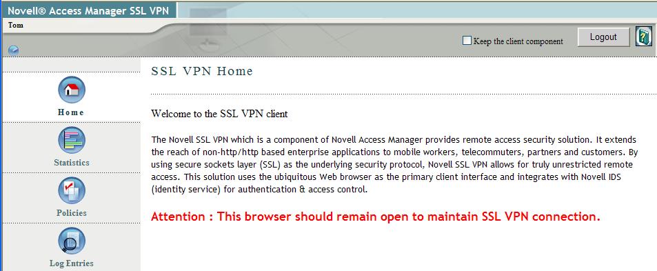 3 Click the Initiate VPN Session link. 4 If requested, click OK to accept the certificate for the SSL VPN client.