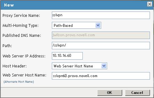 3 Fill in the following fields. Proxy Service Name: Specify a name for proxy service. Multi-Homing Type: Specify the method for finding a second resource on the reverse proxy.