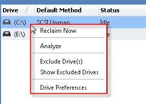 Default Method - Displays the default method of reclaiming free space set for the drive in the Reclaim Preferences page of the Drive Properties window. Status - Displays current status of the drive.