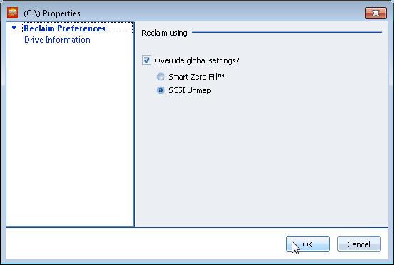 Configuring PerfectStorage Drive Preferences Drive Preferences - Reclaim Preferences To access this page: click Reclaim Preferences node in the left pane of the Drive Preferences window.