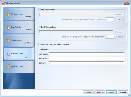 Scheduling PerfectStorage This is an optional step, but can be a useful tool for someone who wants to pre-configure some tasks that can be executed right before a scheduled reclaim pass is started