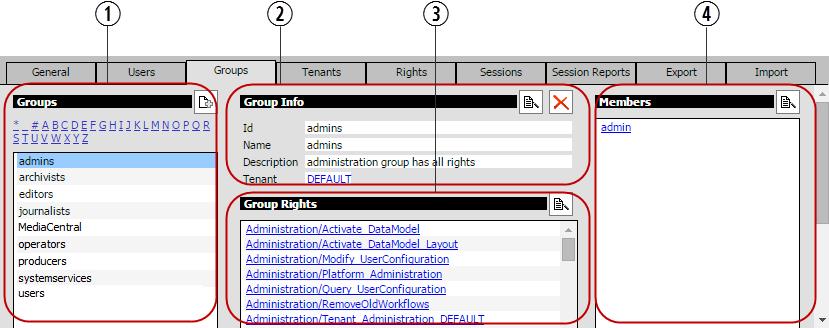 4 Working with Groups In the Groups view, you can add new groups to Interplay MAM local User Management, or remove groups whose members no longer need access.
