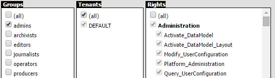 t Select all entities for export by selecting the (all) check boxes in the Users, Groups, Tenants, or Rights panes.