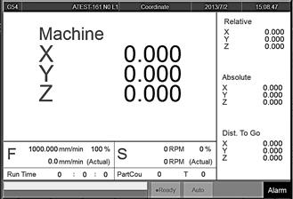 1.3 Coordinate Command F1 Coordinate Function Switch current coordinate system on the screen. Display the frequently use machining information.