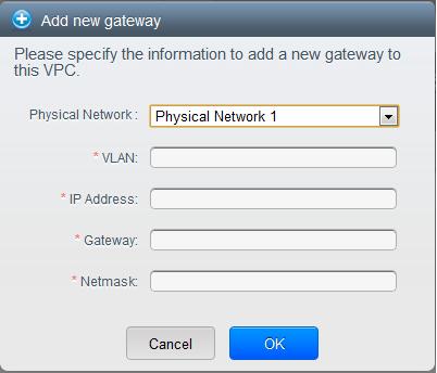 Adding a Private Gateway to a VPC 15.19.5. Adding a Private Gateway to a VPC A private gateway can be added by the root admin only.