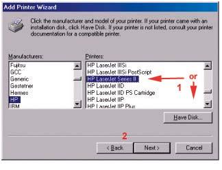 Printing with Windows 98SE/Me (continued) Highlight the