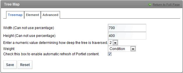 8.14.2 Configuring the Tree Map To configure the Tree Map portlet/view: 1 Click Options and select Preferences. 2 Click the Tree Map tab.