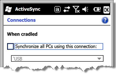 3. Remove the check from the box next to, Synchronize all PCs using this connection. Tap OK. 4.