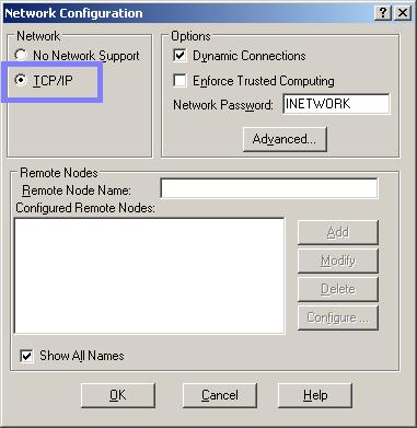 networking in the Network Configuration dialog box in the SCU. You must enable TCP/IP networking on all nodes that use.