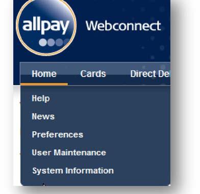 5 Home The home menu contains access to the general areas of Webconnect. 5.1 Help This area contains access to the user guide, contact information and version history. 5.2 News This area contains the news items posted onto Webconnect, current and historic.