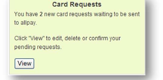 By saving the request you have not sent the request to allpay. The order will be revalidated and its status will be displayed on the right hand side of the New Card form as valid or invalid.