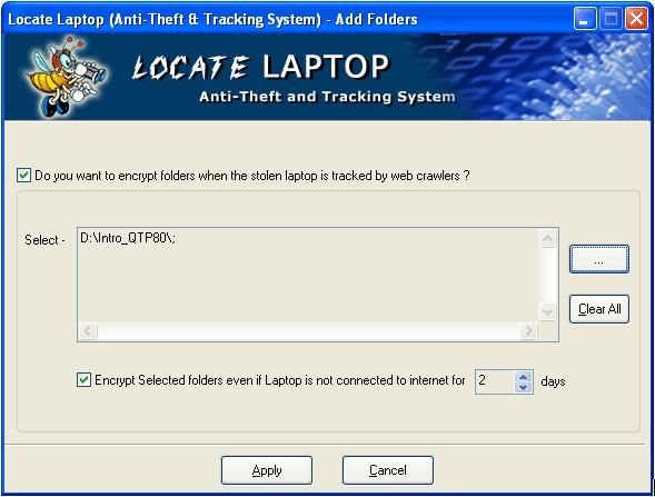 Working Guide Locate Laptop - Encrypt Files & Folders Using Locate Laptop, one can encrypt files & folders when stolen laptop is tracked by web crawlers.